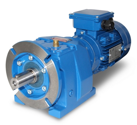 Motor s převodovkou, přírubou a nožičkami